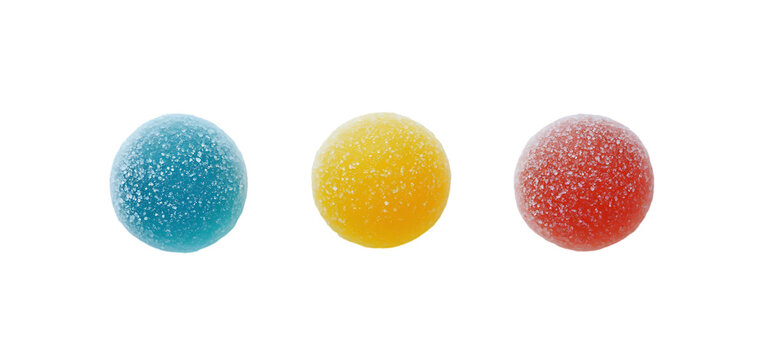 Colorful Sugary Gummy Candy Spheres Delicious Sweet Treat red food blue jelly round tasty 