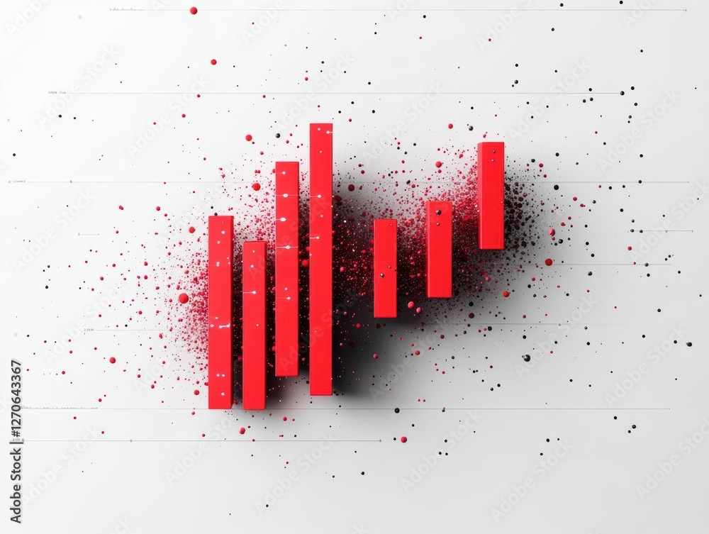 Poster vibrant red bar chart displayed on clean white background representing statistical data analysis for