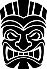 Tiki totem mask, Hawaiian indigenous vintage ritual mack.  Hawaiian totems made wood and stone for bars and resorts for paradise holidays. Vector illustration