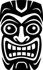 Tiki totem mask, Hawaiian indigenous vintage ritual mack.  Hawaiian totems made wood and stone for bars and resorts for paradise holidays. Vector illustration