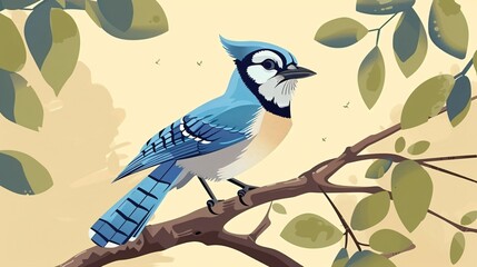 Perched Blue Jay Vector Image Free