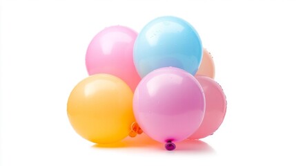 Colorful balloons isolated on a white background ready for celebration. Generative AI