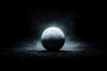 Soccer Ball on a Dark Background with Atmospheric Mist Effect