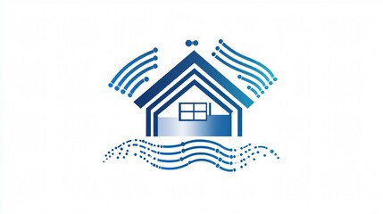 Smart Home Technology Symbol on Isolated White Background