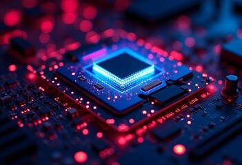 Fototapeta premium AI. Circuit board. Technology background. Central Computer Processors CPU concept. Motherboard digital chip. Tech science background. Integrated communication processor. 3D illustration 