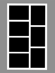 Blank photo frame, vector collage template layout of seven photo frames