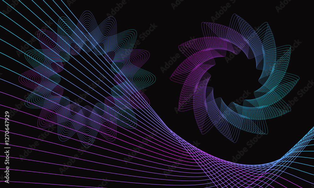 Wall mural spirograph abstract element. can be used as a protective layer for documents. vector illustration