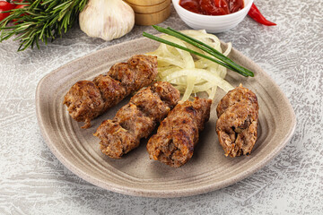 Beef kebab minced meat with onion