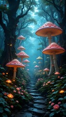 Glowing  Fantasy Mushroom Forest