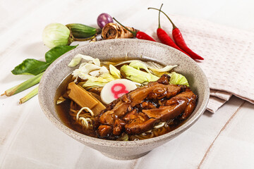 Japanese ramen soup with chicken