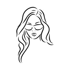 model girl's head, vector sketch. Fashion illustration. Woman's Hair Style