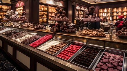 Artisanal chocolate creations nestled in sophisticated visually appealing packaging offering a indulgent culinary experience for the discerning gourmand