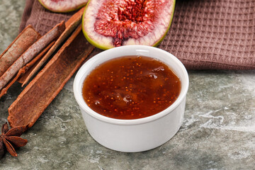 Sweet fig jam in the bowl
