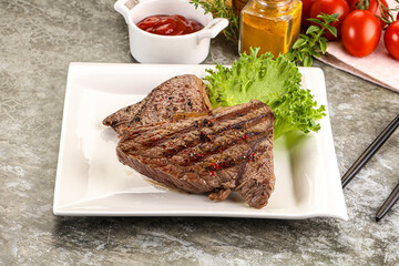 Delicus grilled beef steak with sauce