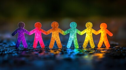 Colorful Paper Chain of Figures Symbolizing Unity and Diversity