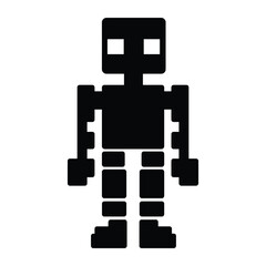 Fototapeta premium Pixel robot silhouette vector icon illustration