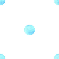 Polka dot seamless pattern. Simple companion fabric. Hand drawn watercolor illustration. Ornament of round stains. Background from aquarelle paint circles. Template for wallpaper, textile, clothes.