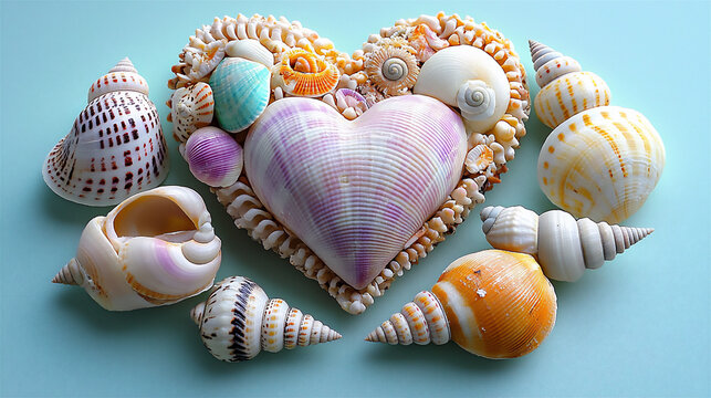  pastel heart-shaped shell art