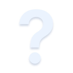 Light blue ? question mark with a soft shadow down on transparent background