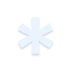 Fototapeta premium Light blue * asterisk sign with a soft shadow down on transparent background