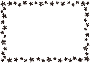 手描きのクレヨン素材　背景　花のフレーム