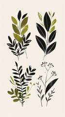 Fototapeta premium Stylized foliage illustration with calm tone palette