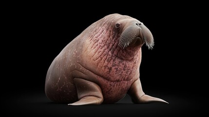 Arctic walrus portrait, black background, wildlife