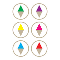 Compass variant colors icon mark vector