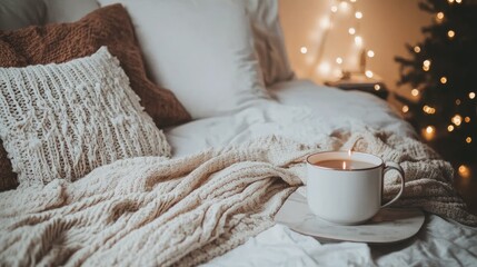 A cozy bedroom with a minimalist design, free from electronic devices, promoting rest and relaxation