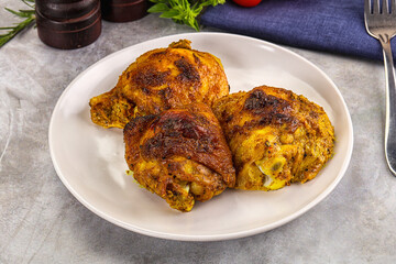Roasted chicken thighs  with spices