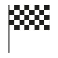Obraz premium Checkered black and white racing flag on pole isolated on white background, mock up