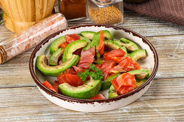Salad with avocado and salmon