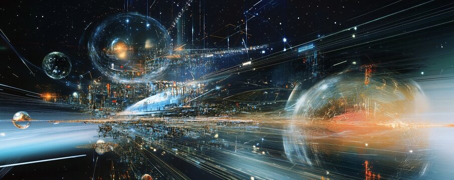 A depiction of a space station as a hub for interstellar civilization