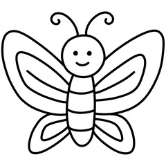 Hand drawn butterfly cartoon illustration outline 