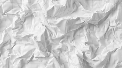 a hyper-realistic image of crumpled white paper with a subtle grid design