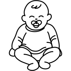 Hand drawn baby cartoon illustration outline 