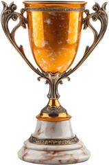Award trophy with marble base, isolated background