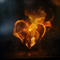 Fototapeta premium Radiant fiery heart glowing against a dark background