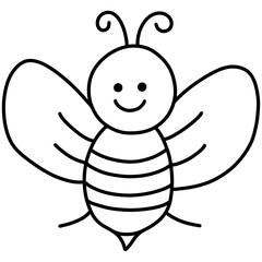 Hand drawn bee cartoon illustration outline 