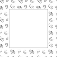 communication frame. doodle connection square frame. hand drawn communication frame background. connection background