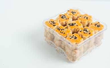 Kue Kacang or peanut cookies. cookies for eid mubarak. Perfect for recipe, article, catalogue, or any commercial purposes. With copy space.