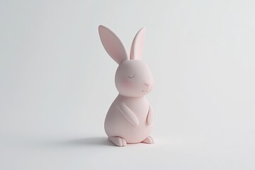 Soft pink bunny figurine exudes charm, symbolizing spring and re