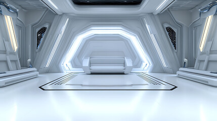 Obraz premium Futuristic Control Room Interior Design Showing Advanced Spacecraft Technology for Sci-Fi Concepts