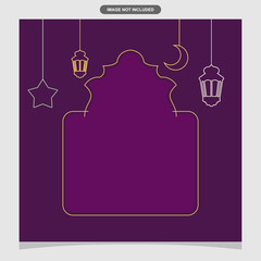 Ramadan banner template with line pattern, Islamic motif and decorative elements.