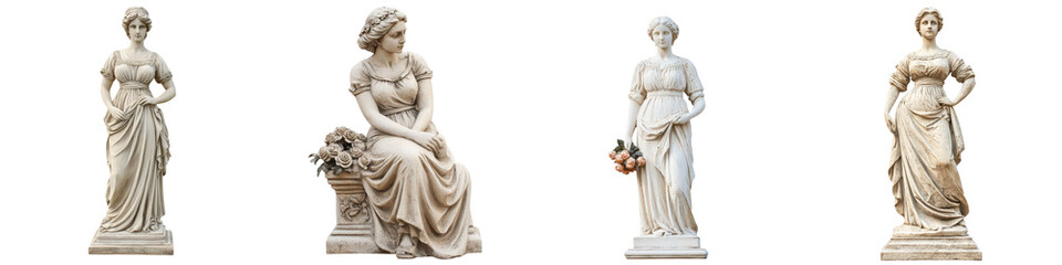 Fototapeta premium Elegant and graceful neoclassical goddess sculptures adorning a grandiose classical architectural setting