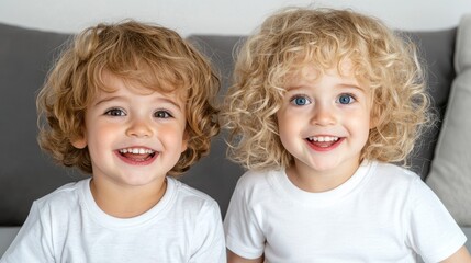 Two adorable toddlers smiling happily