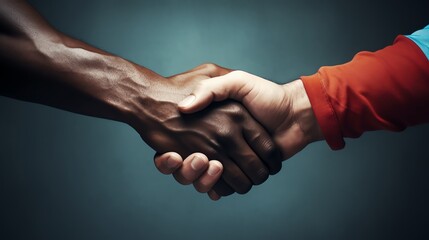 Hands of diverse individuals shaking in unity.