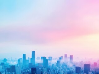Majestic City Skyline Silhouetted Against a Vibrant Pink Sky at Dusk with Towering Buildings Creating a Stunning Urban Landscape Scene