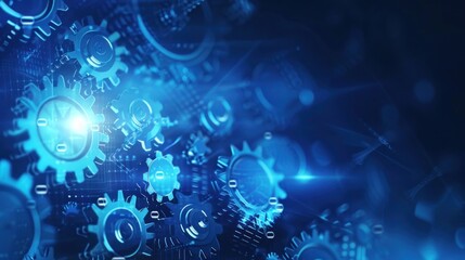 Obraz premium Blue Gears Abstract Technology Background