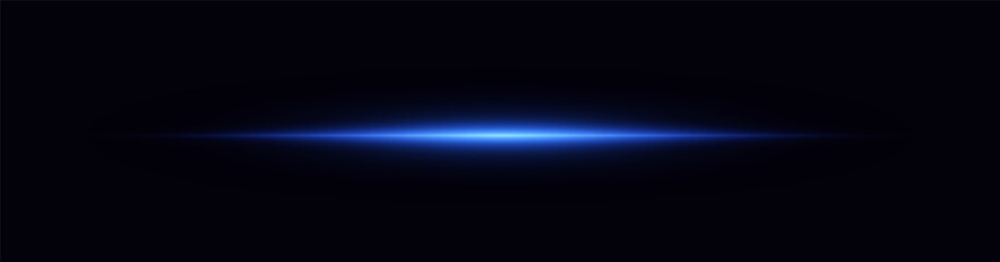 Futuristic Blue Light Streaks - Glowing Neon Horizontal Beams on a Dark Background for Sci-Fi, Tech, and Cyber-Themed Designs